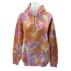 Carmar Multicolor Tie Dye Hooded Drawstring Long Sleeve Pullover Sweater Top M